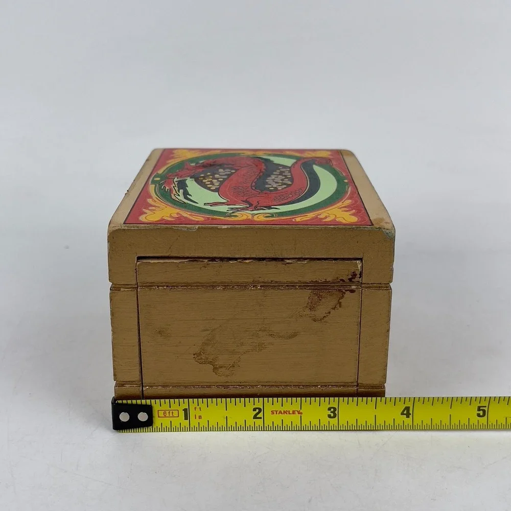 Vintage‎ Wooden Dragon Storage Box Carved Decorative Trinket Chest Jewelry Case